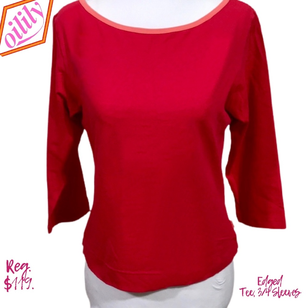 Like NEW Oilily LG Vibrant Pink/Orange 3/4 Arm Tee